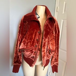 True Religion Velvet Bomber Jacket in Rich Red
